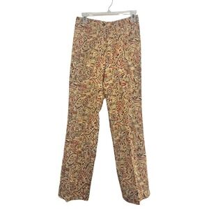 Harold's Linen Pants Size 2 Paisley Print Beige Red Brown Women's Trousers